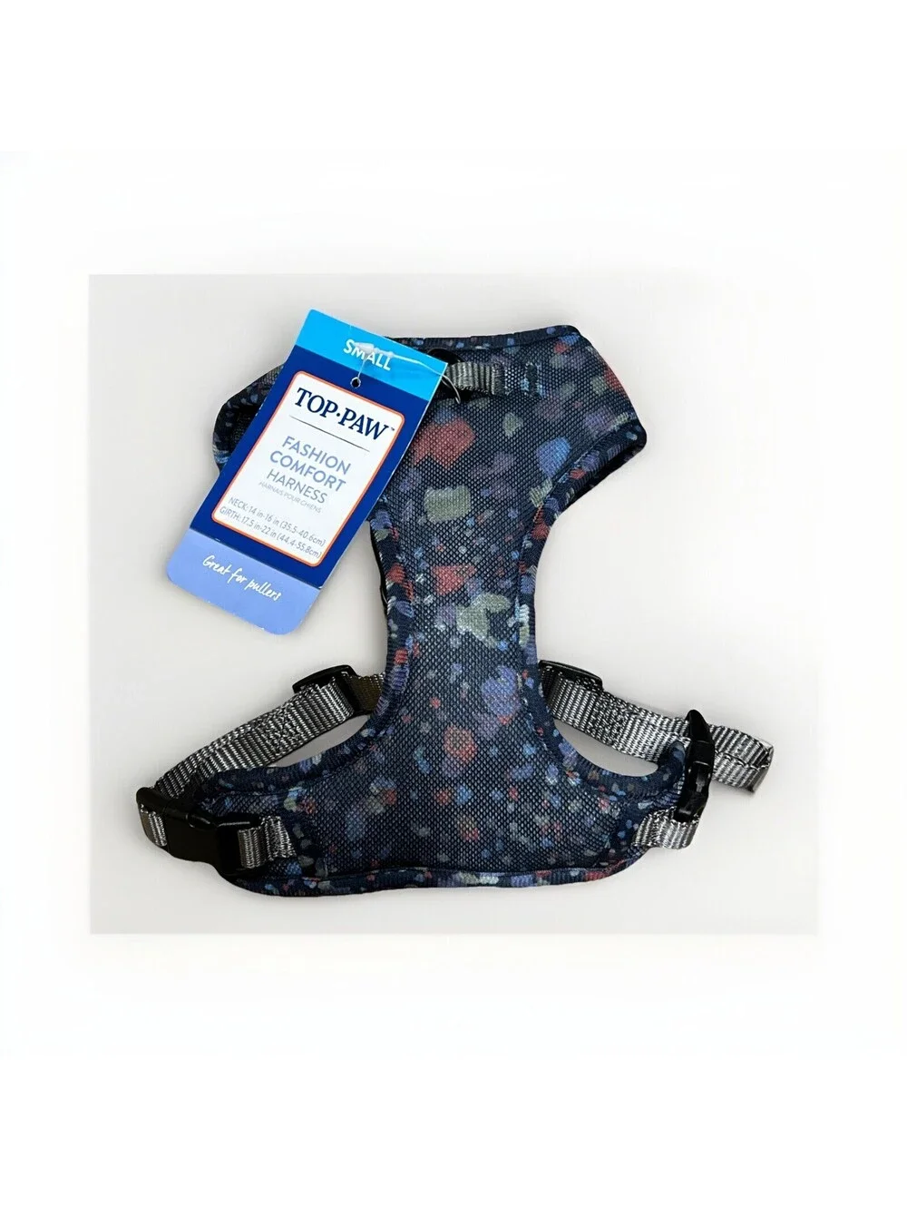 Top Paw Nave Terrazzo Adjustable Comfort Harness (S) Unisex Blue For Pullers